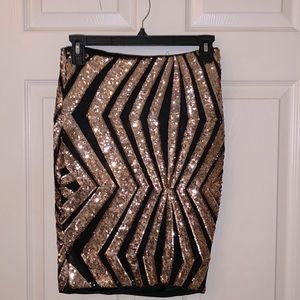 Black and rose gold sequins skirt